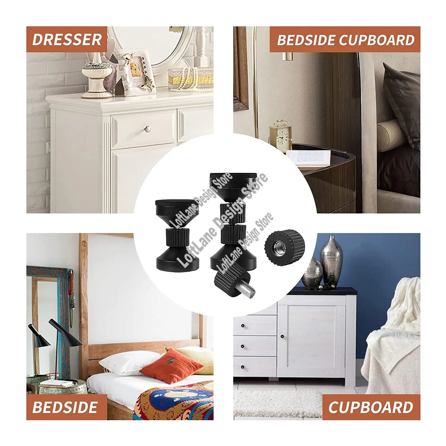 調節可能なネジ付きベッドフレームベッド用防振ツール、ヘッドボードストッパー、緩み防止防振フィクサー(2個)-A21R