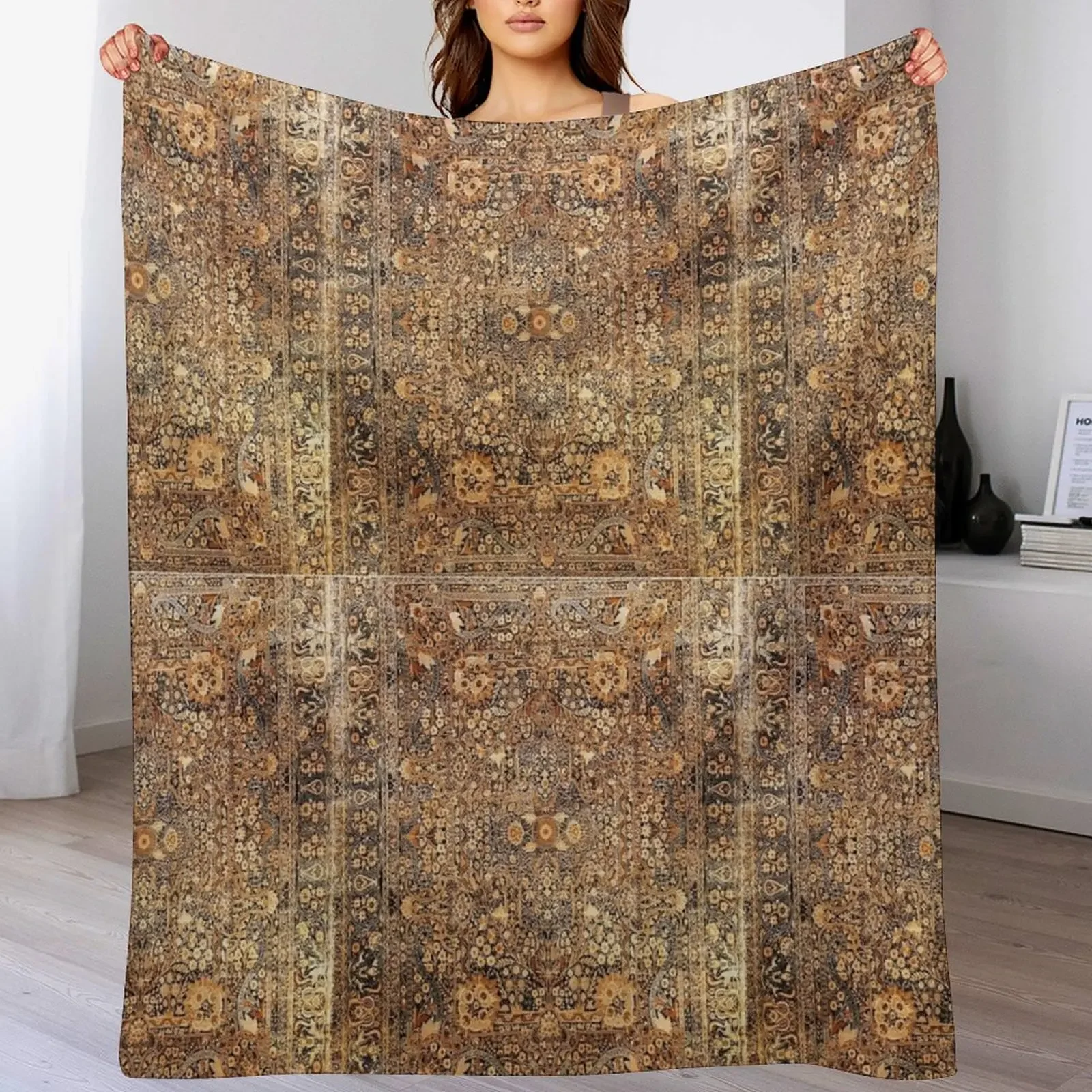 

oriental rug Vintage Antique Persian Carpet Throw Blanket Furrys Flannel Fabric heavy to sleep Single Blankets
