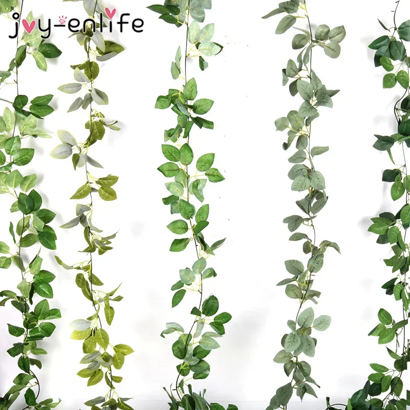 155cm Artificial Ivy Rose Leaf Garland Plants Vine Fake Foliage Flowers Home Decor Plastic Artificial Flower Rattan String Roses