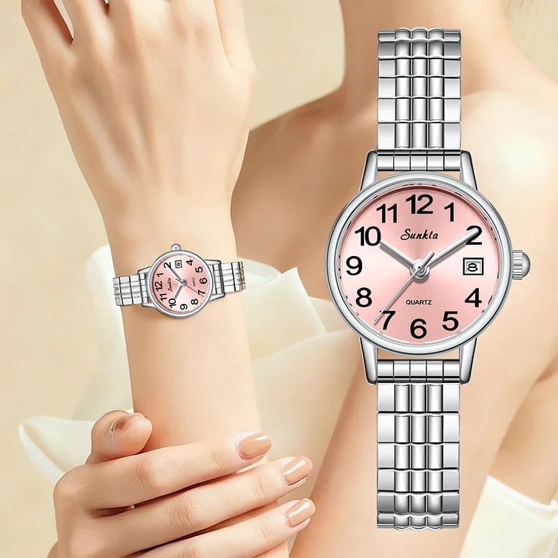 

LIGE Fashion Diamond Woman Watches Pink Dial Beauty Women Quartz Wristwatches Original Design Ladies Clock Relogio Feminino