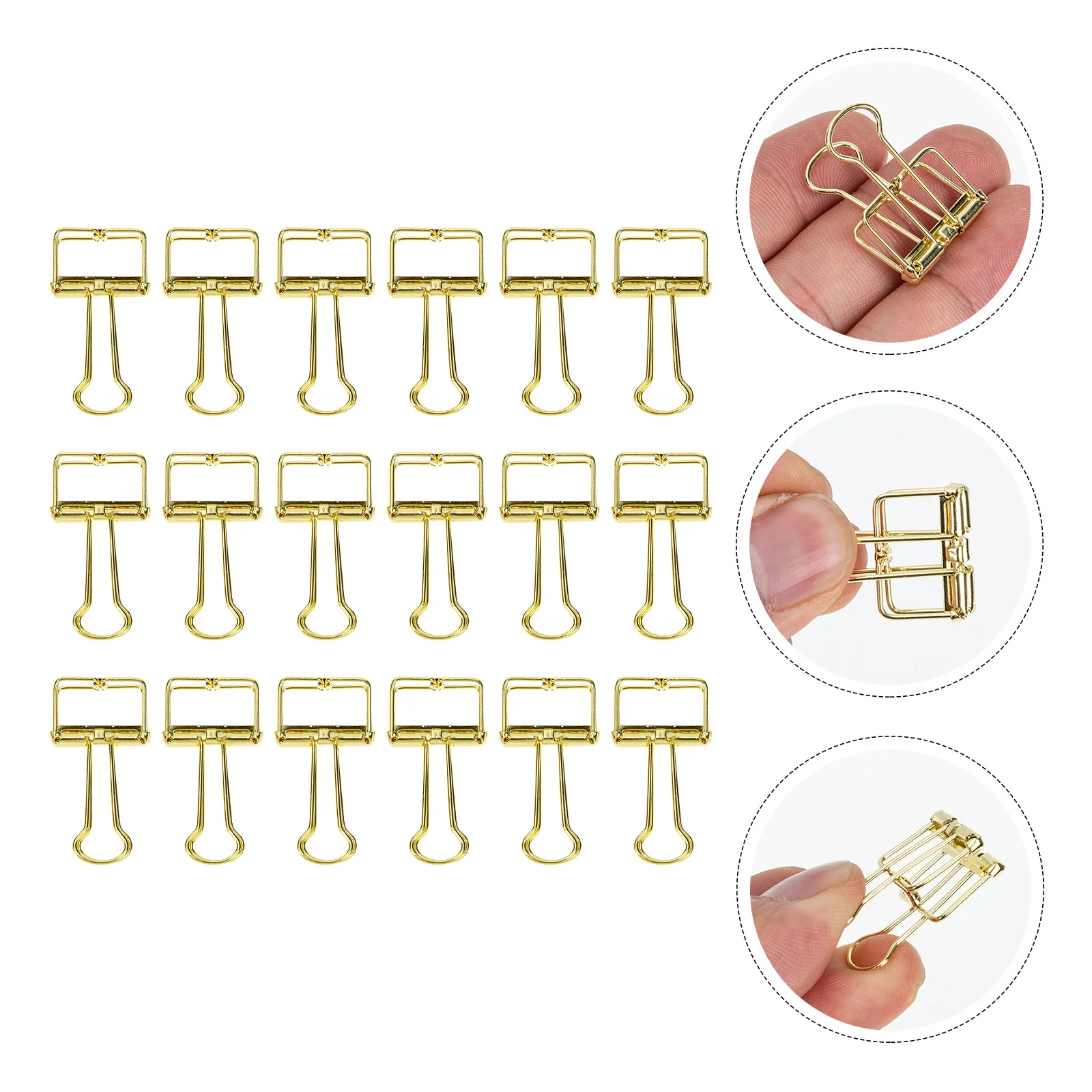 

20Pcs Hollow Paper Clips Golden Stainless Steel Binder Clips Decorative Office Supplies Strong Grip for Home School