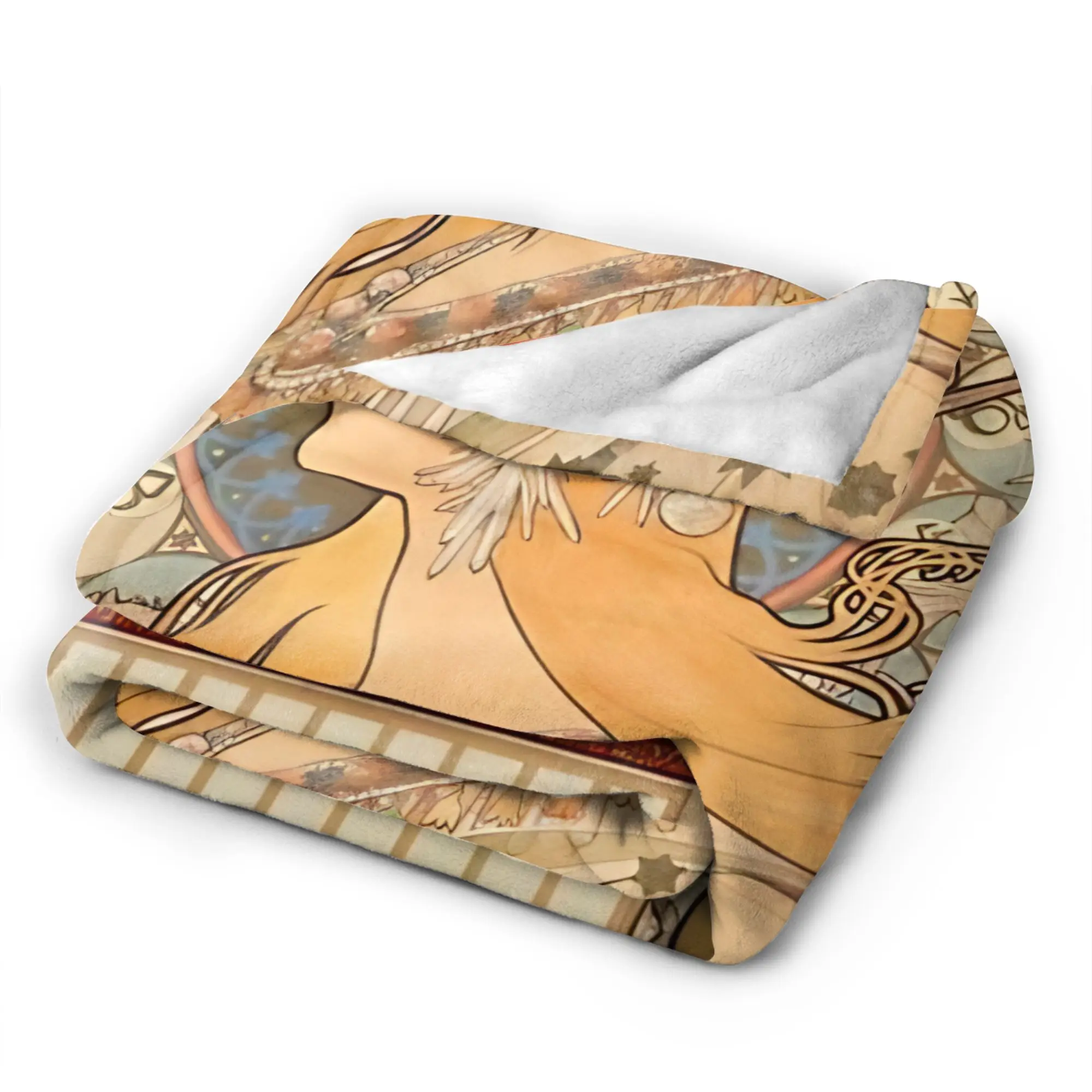 Language of Flowers Alphonse Mucha   Plush Blanket Children  Flannel Bedding Throws For Outdoor Warm Design Quality Bedspread