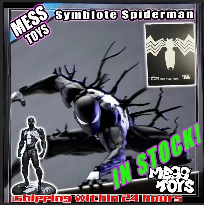 

In Stock Mess Toys Spider Man Symbiote Spiderman Messtoys Scarlet Spider Black Suit Neighbor Anime Action Figure Gifts Toy