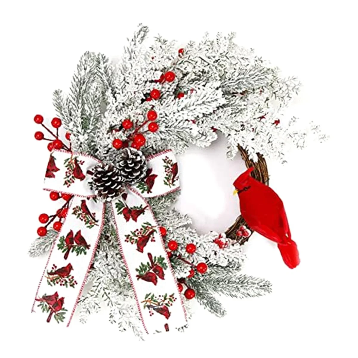 Christma Decorations - Christmas Wreaths for Front Door - Cardinal Decor for Holiday Farmhouse Home Wall Window Indoor