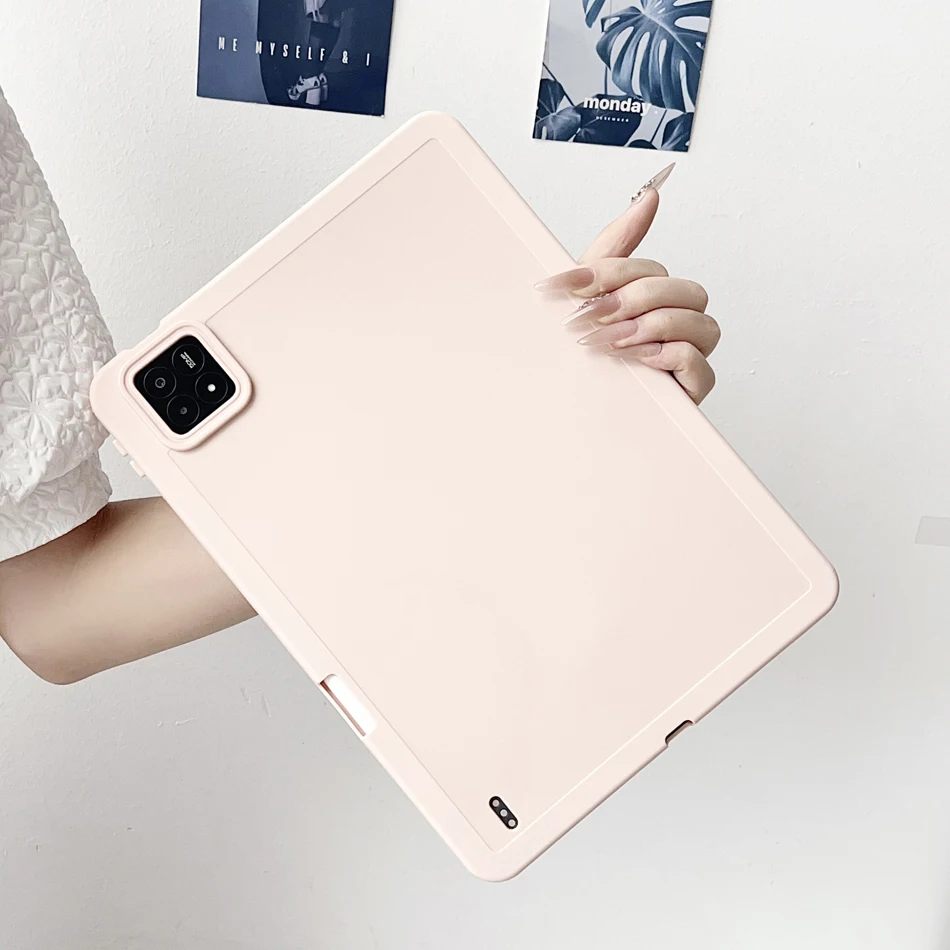 Capa tablet para xiaomi mi pad 7 6 5 6s pro 12.4 redmi se 11 polegadas casos com slot para lápis grosso à prova de choque capa de silicone macio