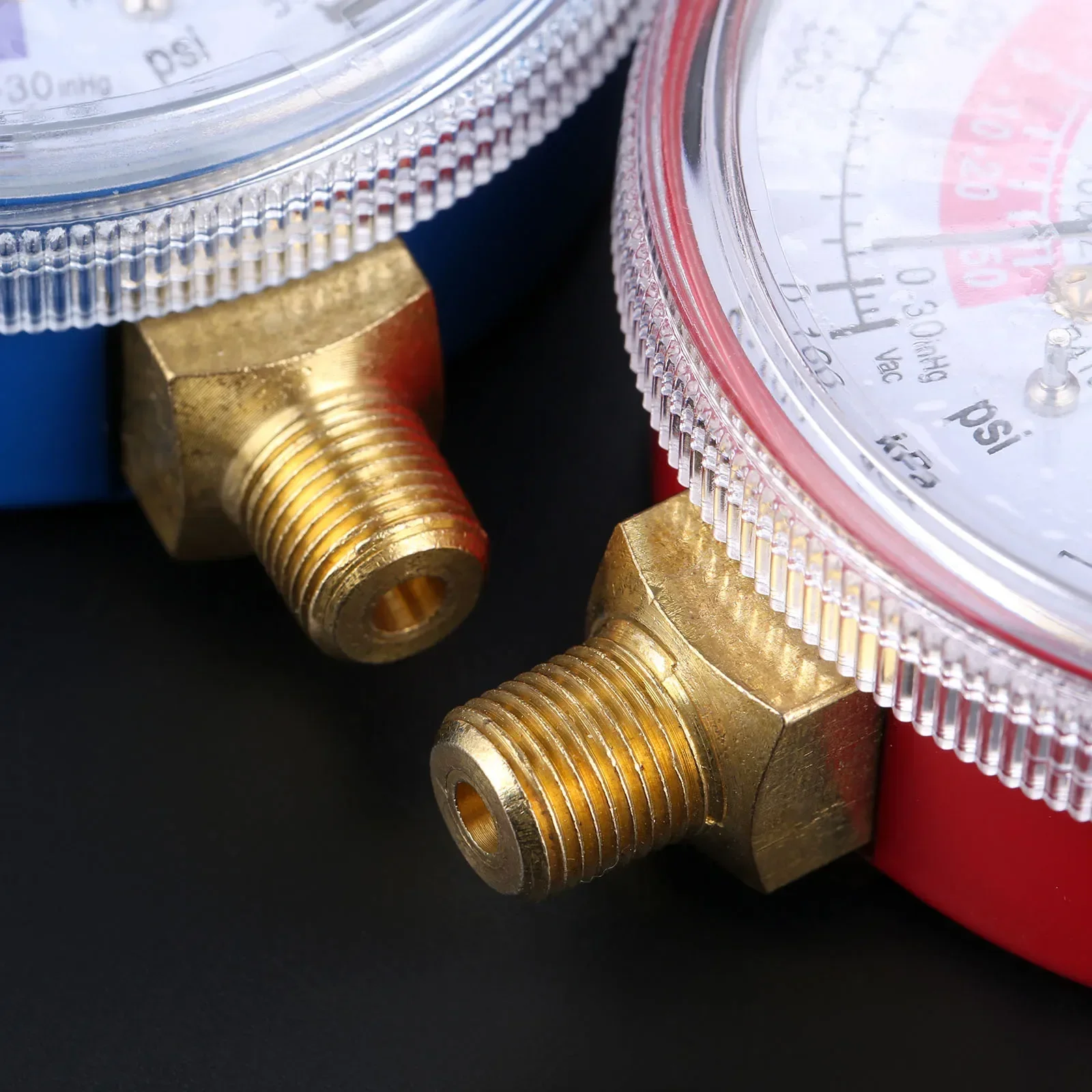 2Pcs Air Conditioner Refrigerant R134A R22 R410A High Low Pressure Gauge PSI KPA Refrigeration Pressure Gauge Coolant Red & Blue