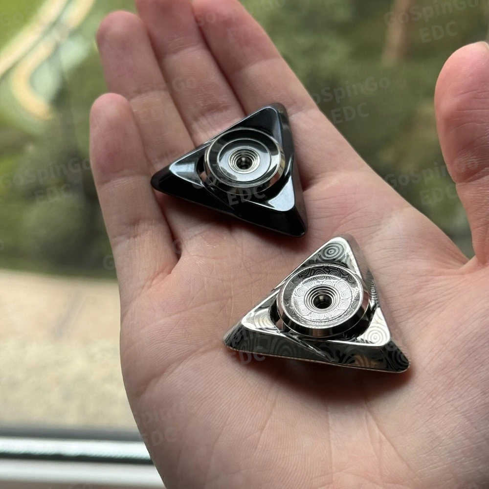 ROCK EDC  Ling Guang Damasteel Fidget Spinner Fidget Toys For Adults Three-Bladed Fidget Spinner Anxiety Relief Gadgets
