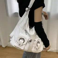 Borsa a tracolla in pelle PU di nuova moda borsa a tracolla da donna in zaino bianco da donna