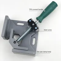 90 Degree Right Angle Clip Clamp Picture Frame Corner Clamp Single Handle Adjustable Swing Jaw Clamp for Welding Woodworking