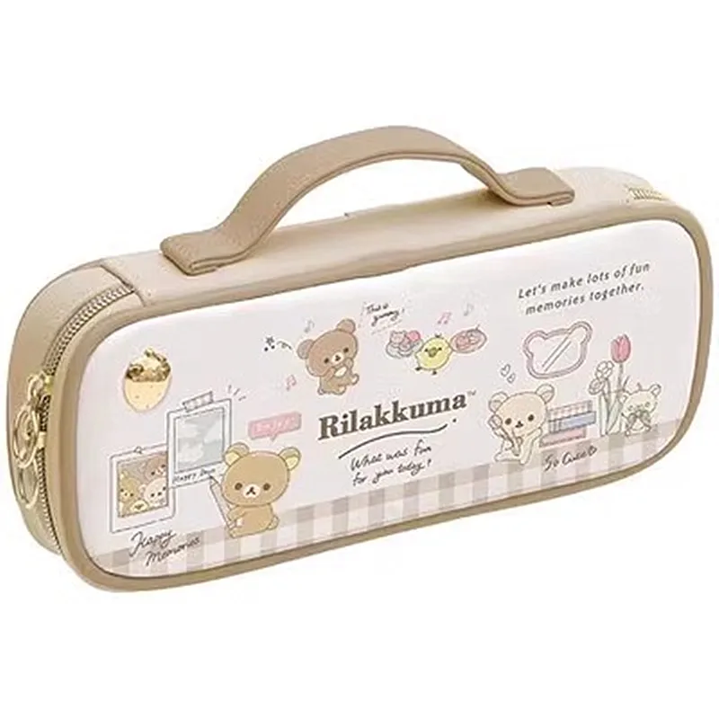 New Cute Anime Rilakkuma Bear Kids PU Pencil Bags Children Pen Cases Make up Cosmetic Bags For Women