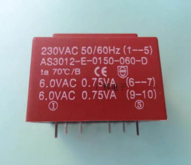 EI30/12.5 1.5VA 230V to dual 6V encapsulated transformer AS3012-E-0150-060-D