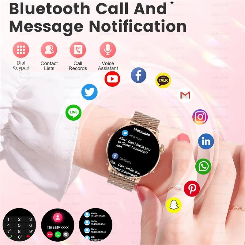 Smartwatch damski 2026, nowy model, modny, z ekranem AMOLED HD, GPS, funkcją pomiaru tętna, połączeniami Bluetooth, wodoodporny, idealny na zewnątrz. — zdjęcie 5
