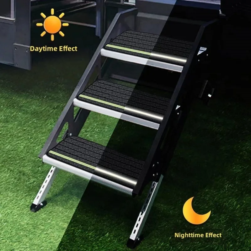 Wear‑Resistant RV Step Pad with Reflective Strip Anti‑Slip RV Entry Step Cover Stair Mat for Outdoor Camper Trailer Motorhome