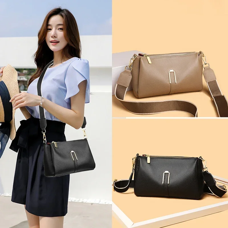 Yao Dong Borsa a tracolla da donna in vera pelle Borsa a tracolla piccola ed elegante con tracolla regolabile Design classico e minimalista Casual Day