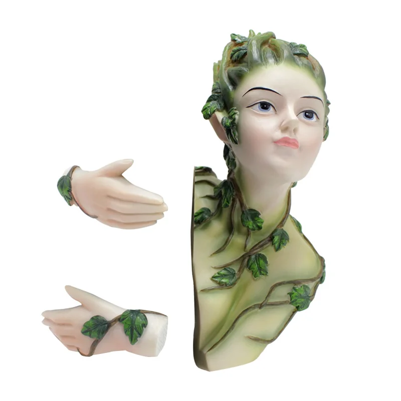 D9-الجنية شجرة المعانقة في الهواء الطلق Dryad حديقة ديكور الغابات المنحوتات التماثيل شجرة الوجه Peeker زينة البستنة هدية