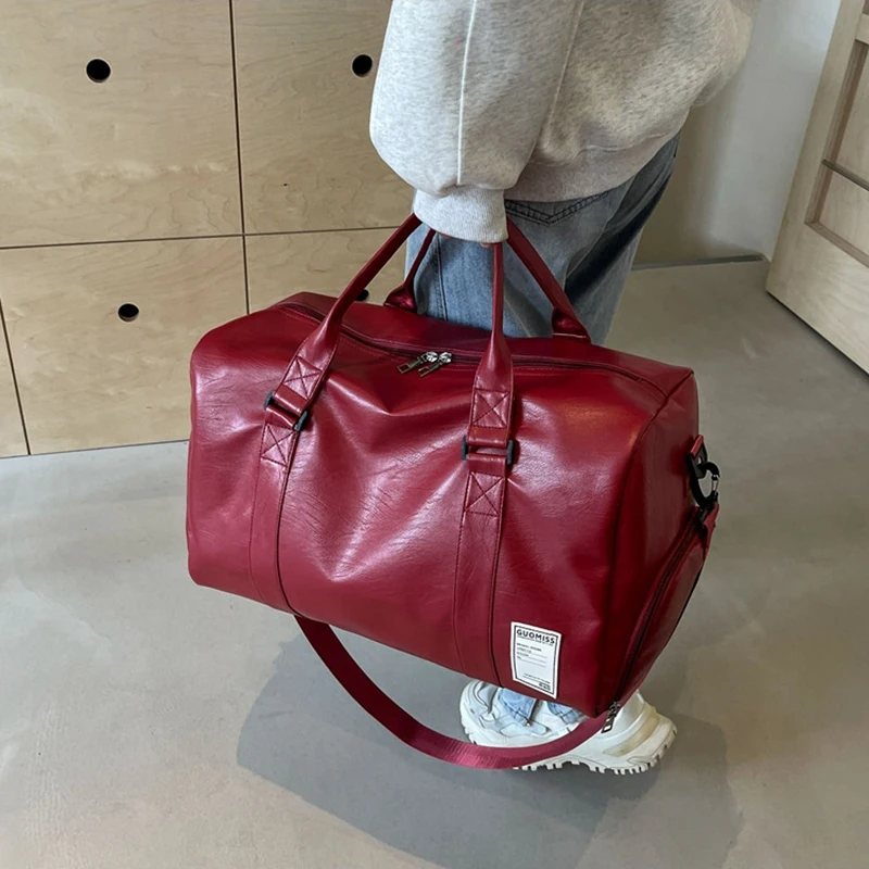 Fashion 핸드백 Women'S Travel Totes Duffle PU Leather Gym Sports Fitness Casual Luggage Shoes Pocket Shoulder Weekend Bag