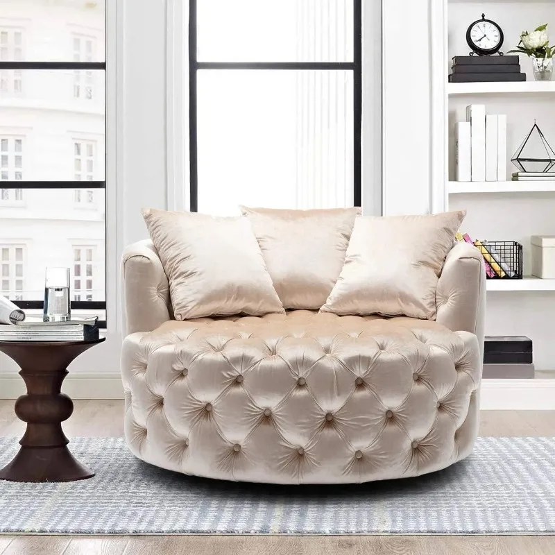 American light luxury simple clothing store fabric buckle single chair, hotel living room round rotating sofa chair