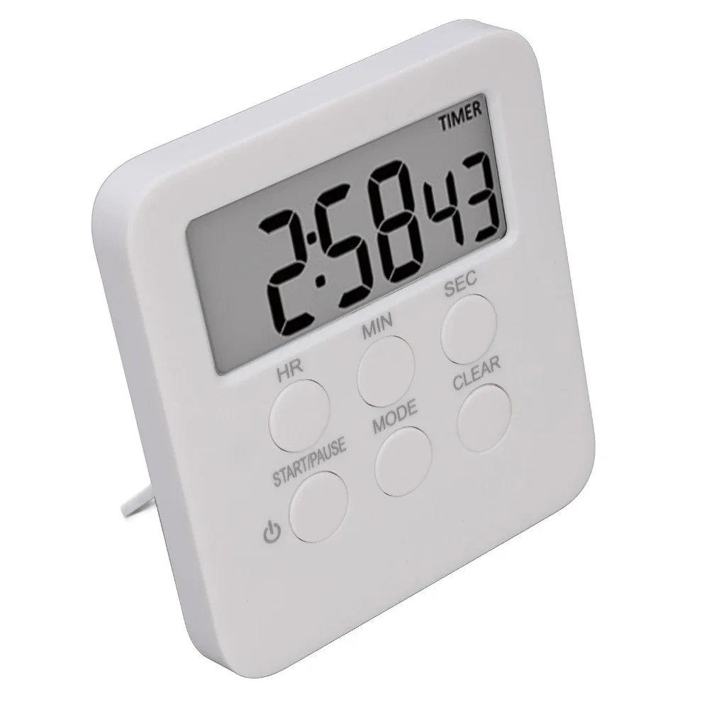 Small Multi-functional Timer 24H Memory Function Reminder Device White Stand Included Alarm Clock for Study