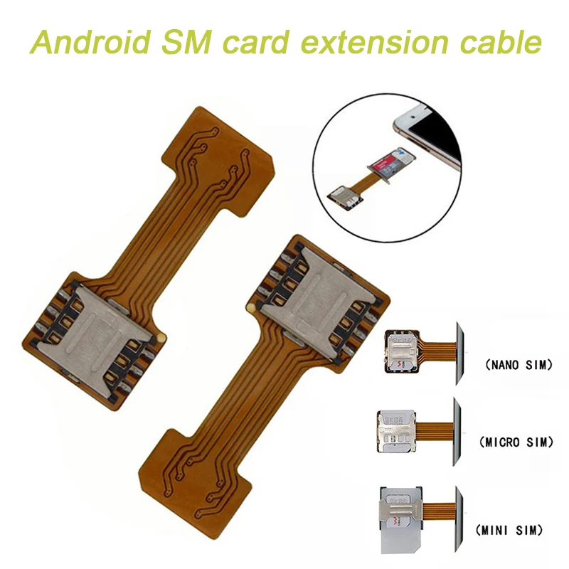 Extender Slot kabel adaptor SIM ganda, tahan lama untuk ponsel Android kartu Sim adaptor untuk PC pemegang kartu Sim