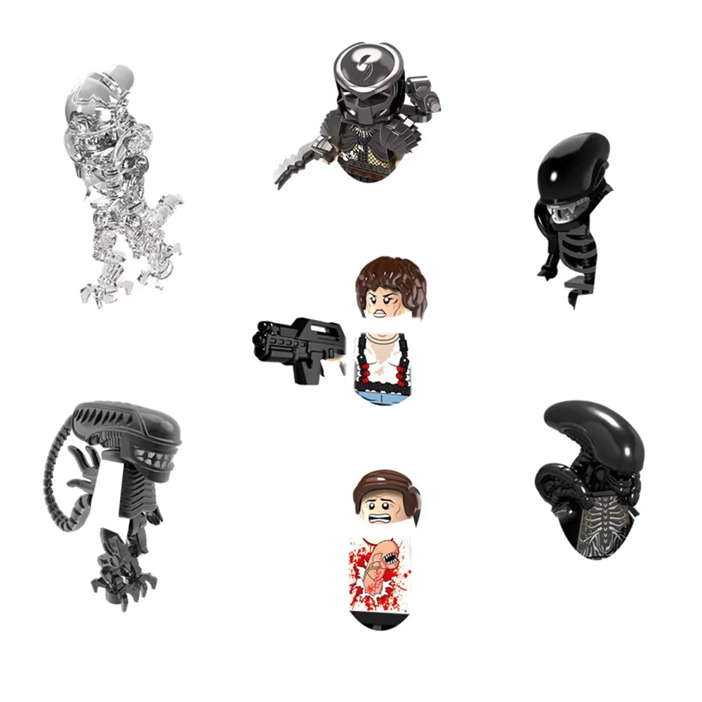 Horror Film Alien Roboter Monster Modell Bausteine Erleuchten Mini Action Figure Ziegel Spielzeug Für Kinder PG1127A