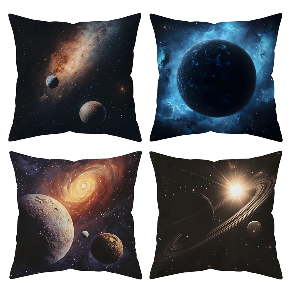 

Set of 4 Outer Space Decorative Throw Pillow Covers 18x18 Inch, Double-Sided Galaxy Universe Planet Nebula Print Cushion Cases