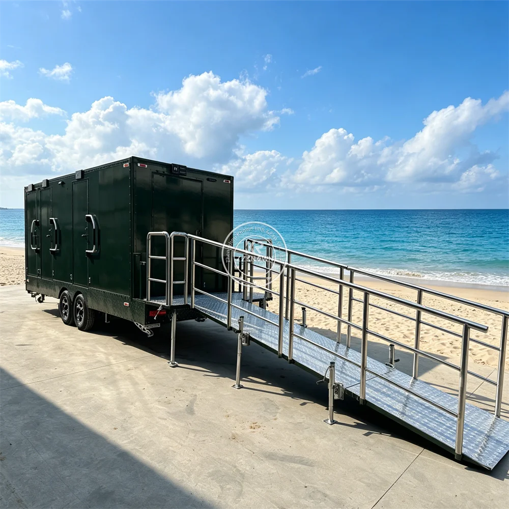 Luxury Mobile Toilet VIP Outdoor Ceremony Portable Bathroom Restroom Cabin Trailer Large Capacity Toilet Trailer