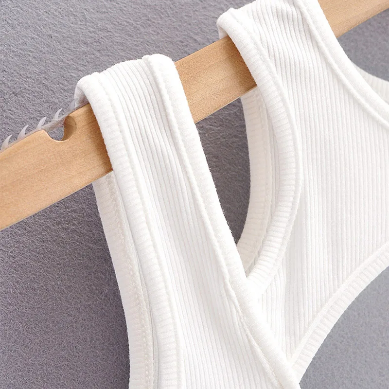 2024 lato nowy nabytek kobiety jednokolorowe seksowne przyczynowe 2-częściowe krótkie bluzki zbiorniki dla pań