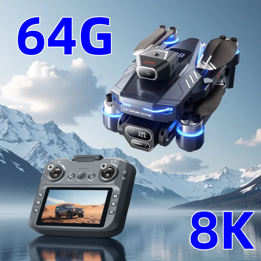 GT8 Brushless RC Drone With Screen Three Camera WIFI Professional Aerial 5G Optical Flow With Electric Charge Display Dron