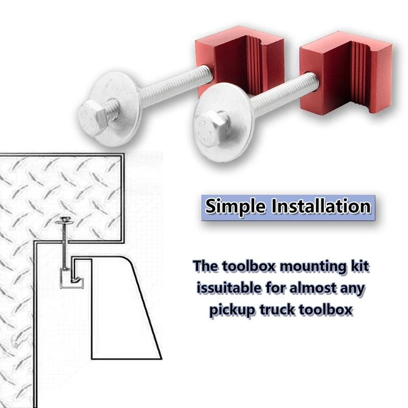 Tie Downs Aluminum Alloy J Hook Crossover Mounting Clamps Mounting Kit For Trucks Pickup ,Red