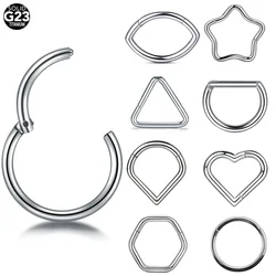 1pcs 8/10mm Round Triangle Heart Hoop Earring Titanium 16g Septum Clicker Nose Piercing Women Daith Lobe Piercing Body Jewelry