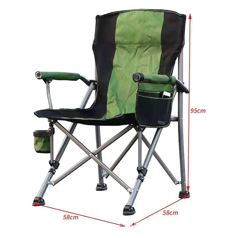 

Outdoor Folding Chair, Large Size Portable Camping Chair with Backrest & Armrest, All-Terrain Leisure Beach Director Chair