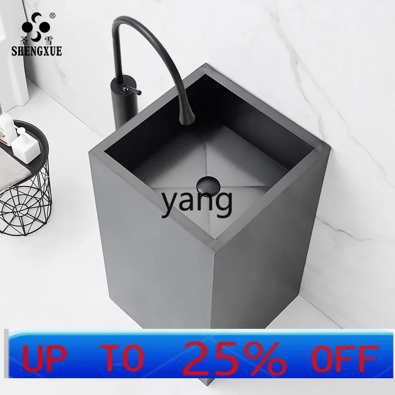 YJQ  black light luxury column type face wash stainless steel hand wash table column basin