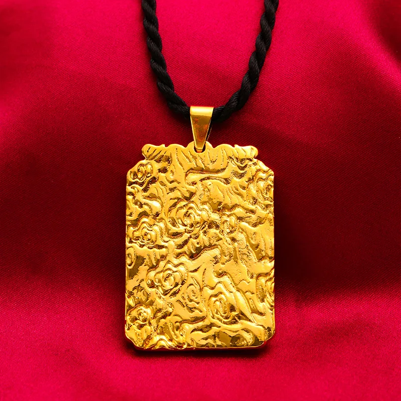 UMQ New Vietnam Placer Gold Jewelry Brass Gold Plated Dragon Pendant Square Plate Pendant Men's Accessories Holiday Gift