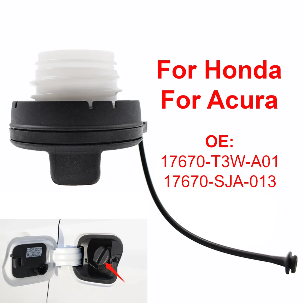 Car Inner Fuel Tank Cap Gas Petrol Oil Filler Cover 17670-T3W-A01 for Honda Civic CR-V Accord Odyssey Pilot Jazz City Acura Fit