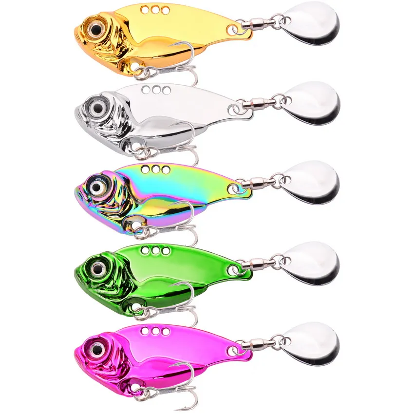 5pcs Spinner Bait 7-20g Metal Vib Fishing Lure Trolling Rotating Spoon Wobbler Sinking Hard Bait With Sequin Pesca For Bass Pike