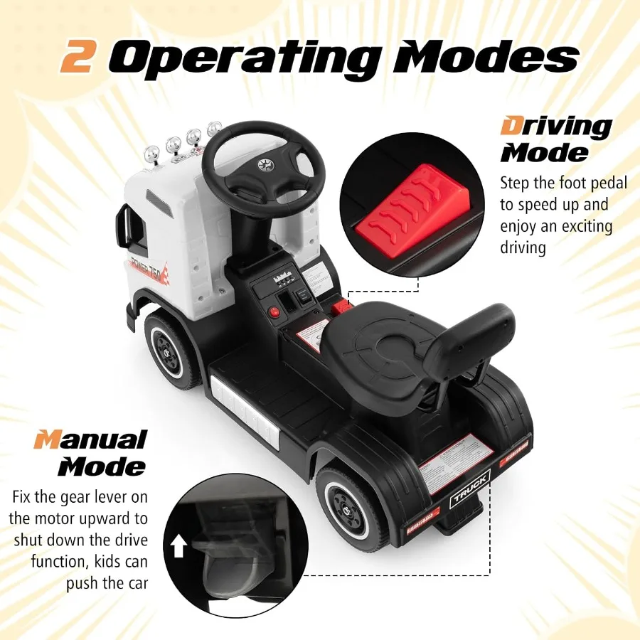 電動乗用玩具 プッシュカー 6V 足踏み式 幼児向け ライト 音楽 高さ調節可能 バッテリー駆動 乗用トラック
