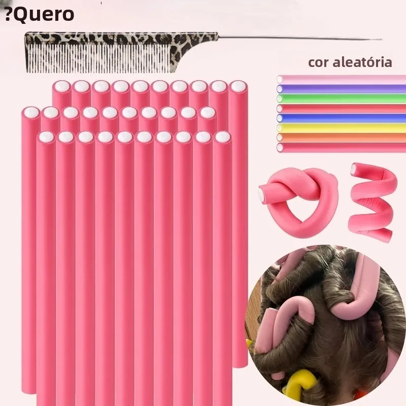 11 pçs haste de ondulação flexível espuma modelador de cabelo sem calor rolos conjunto ondas diy torção & envoltório ferramenta estilo para cachos naturais