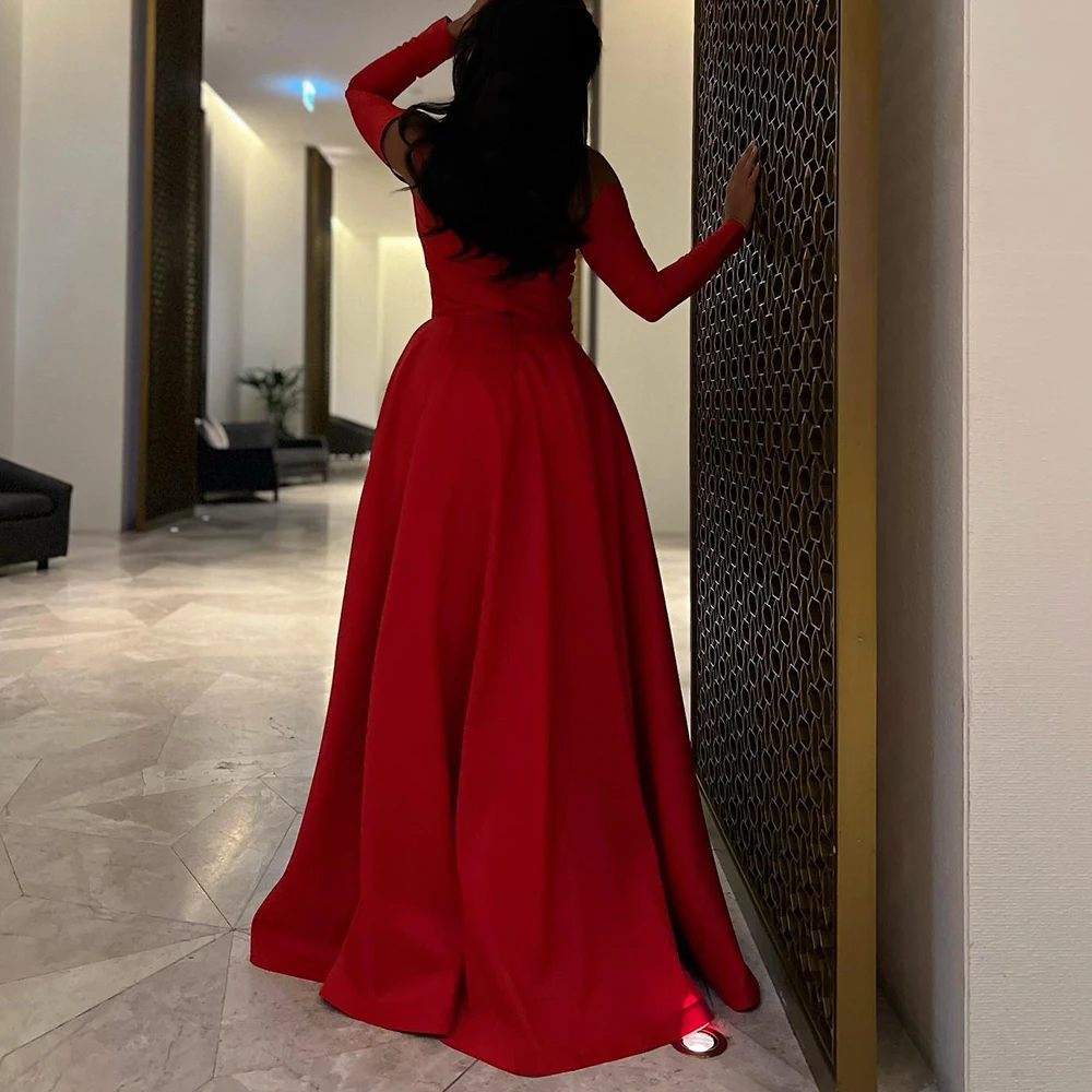 Customized High Quality Satin Straight Off the Shoulder Evening Dress Delicate Floor Length vestidos de fiesta Custom Size