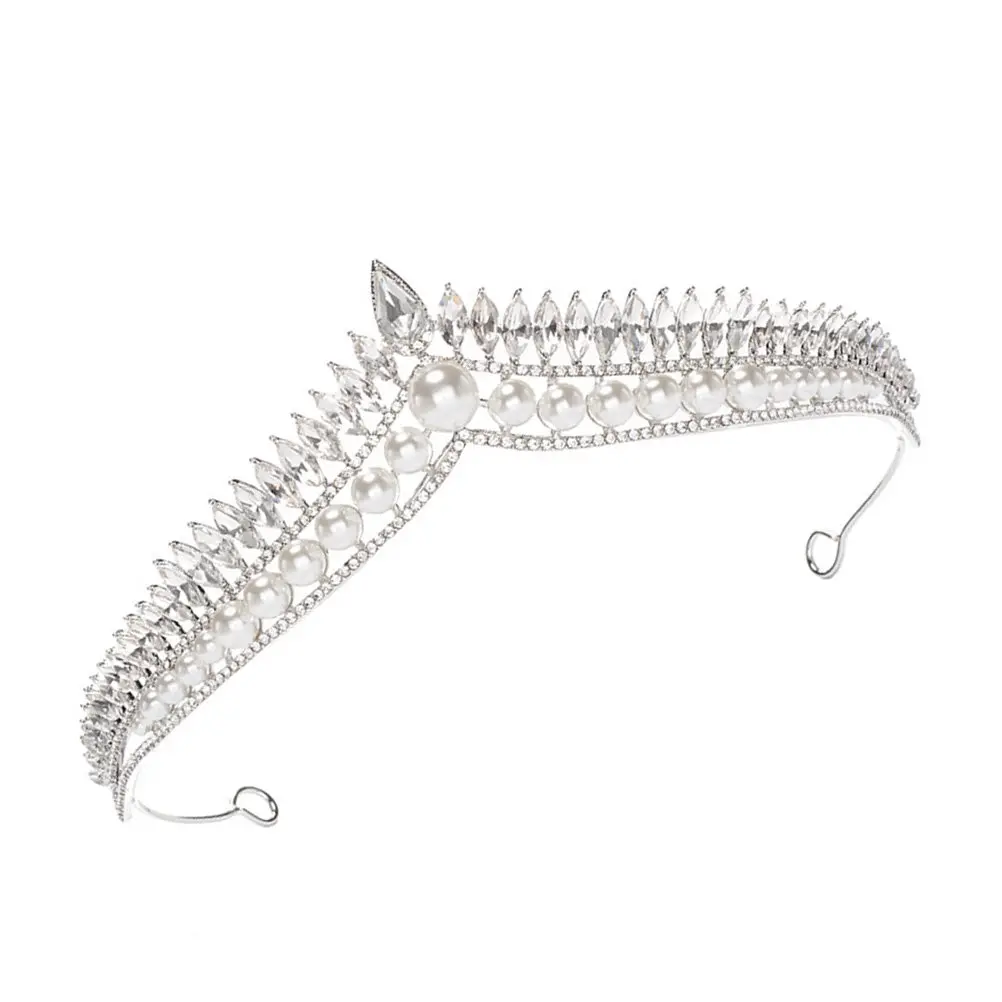 

1Pcs Elegant Pearl Crown Rhinestone Bridal Tiara for Wedding Banquet Party Sparkling Headpiece Lightweight Comfortable Luxury