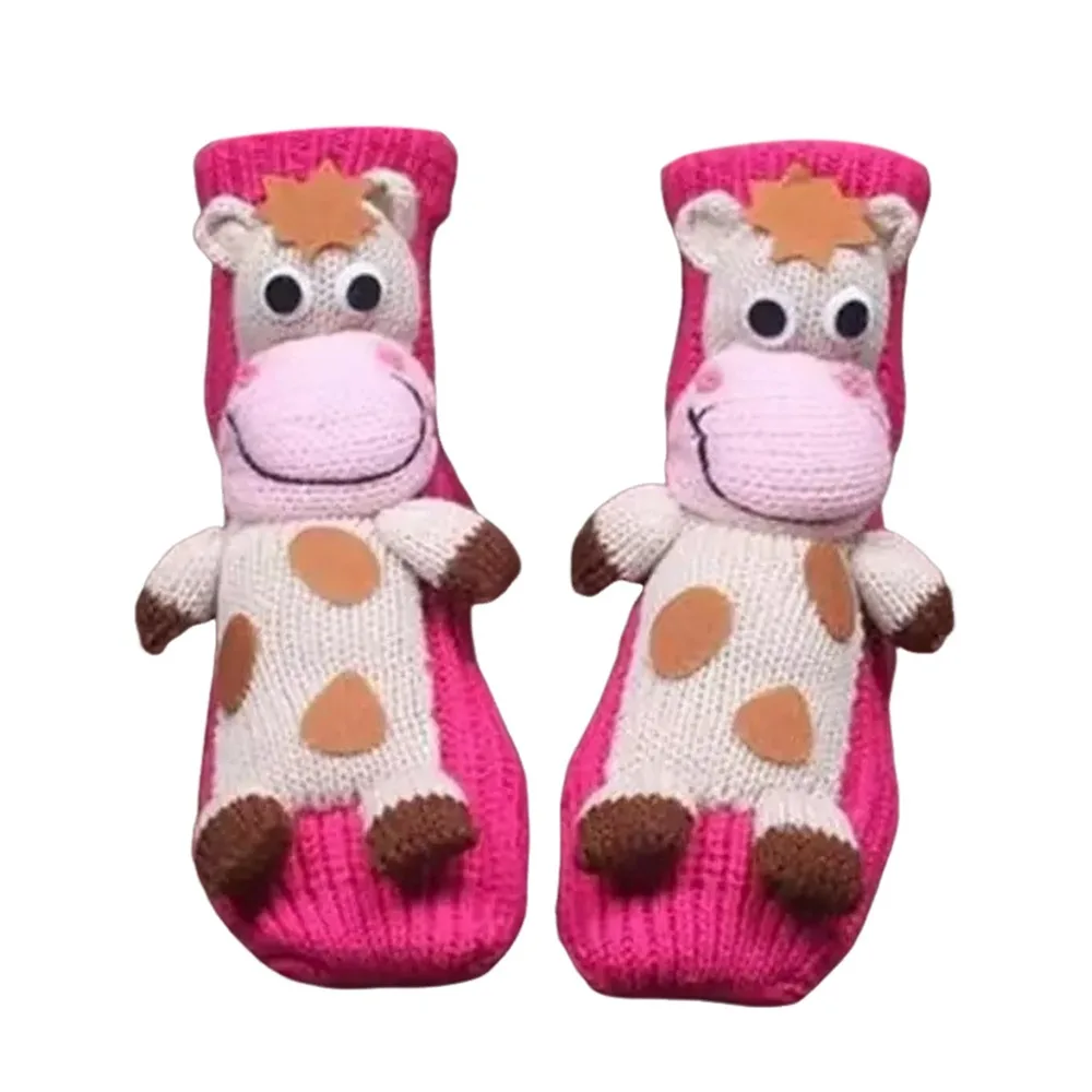 

Новые рождественские носки с 3D принтом, толстые вязанные вручную носки с животными, нескользящие теплые средние носки-трубы для мужчин и женщин
