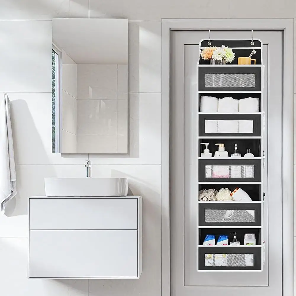 دائم 5-Layer فوق الباب حقيبة تخزين قابلة للحمل سعة كبيرة غير المنسوجة الباب المنظم رف أكياس متنوعة تخزين الباب #1