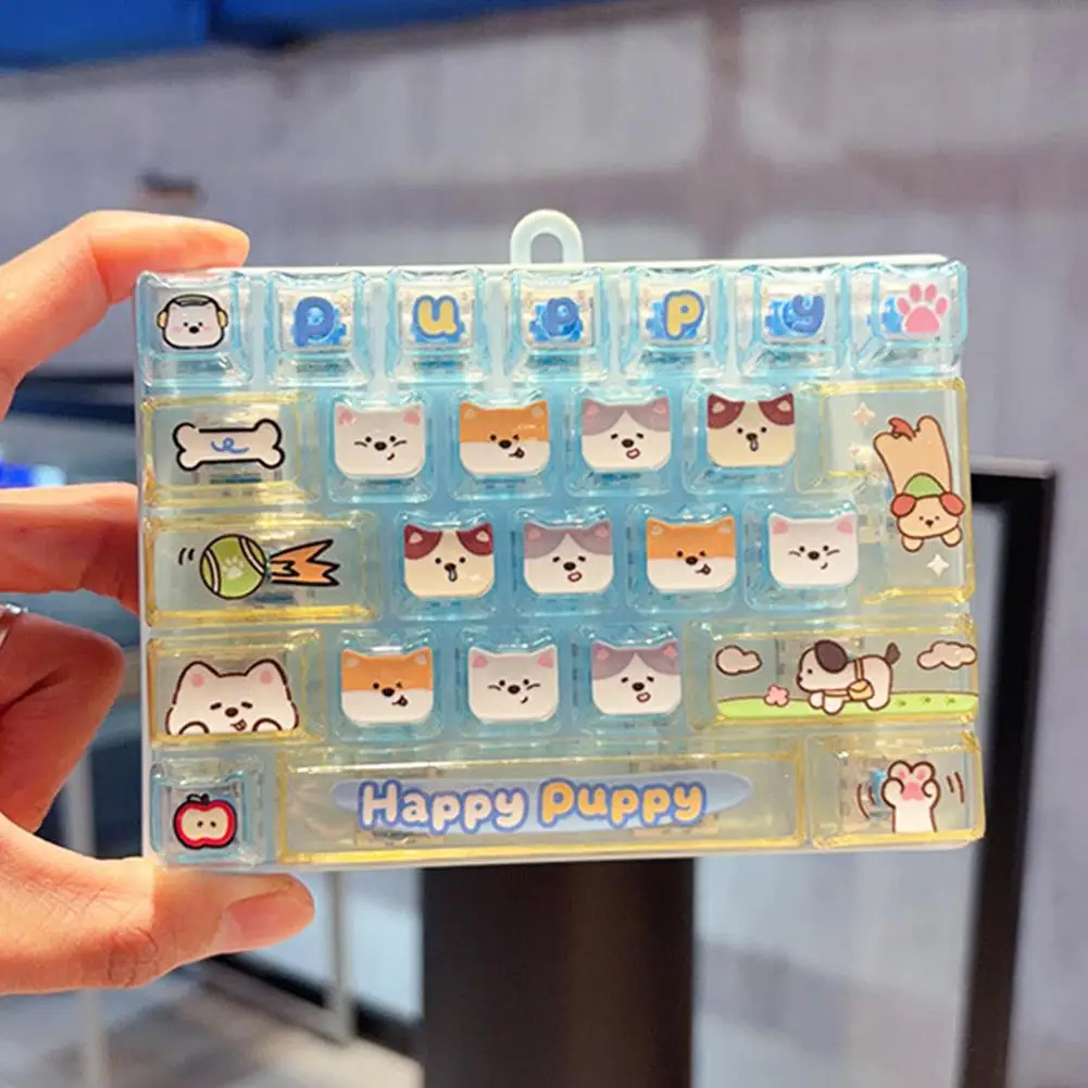 26Grid Keycap Clicker Anti Stress Fidget Keyboard Keychain Decompression Button Cartoon Hand Relax Party Favor Gift 26구 키캡 키링
