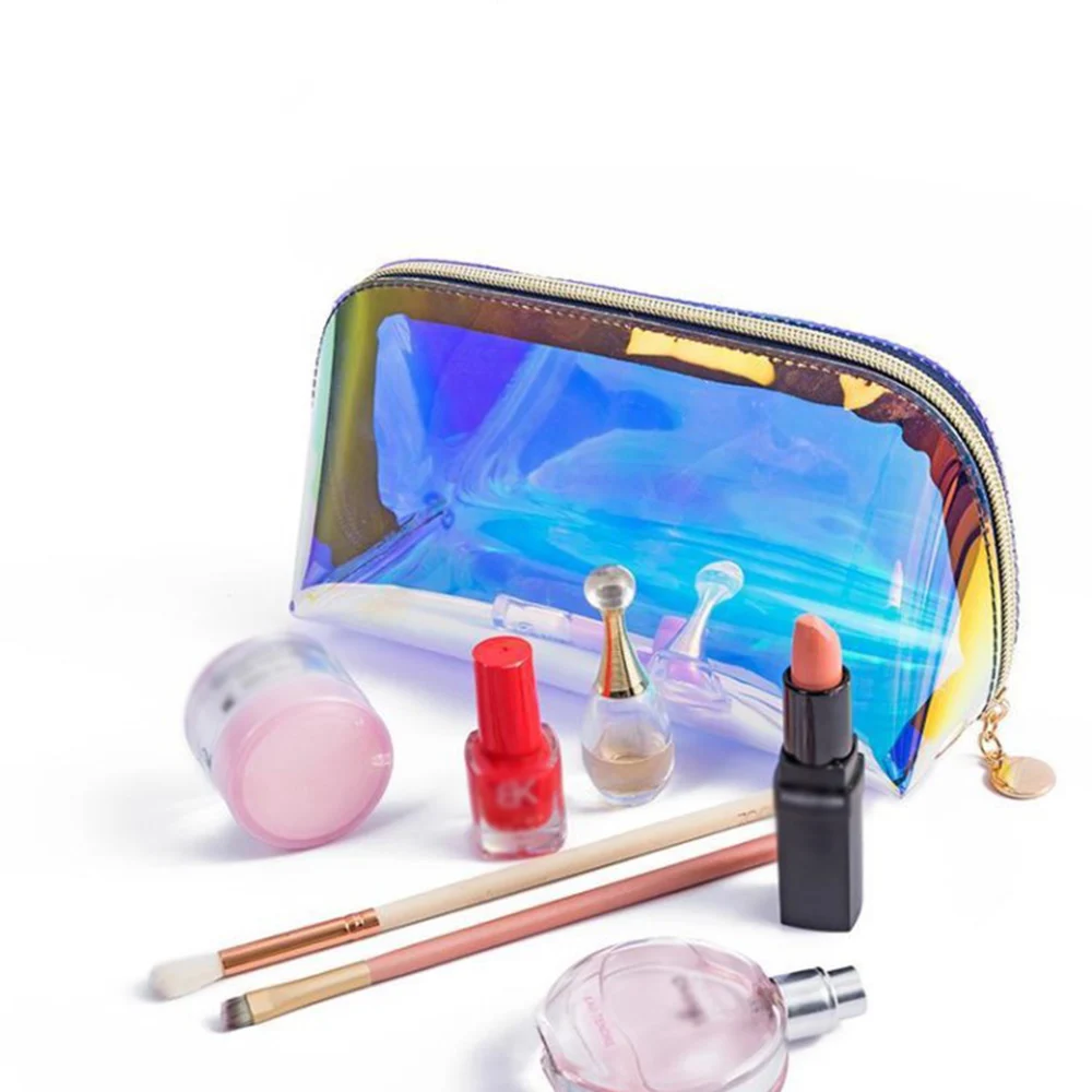 Laser Cosmetic Bag Ins Style Korean Cosmetics Semicircle Travel Buggy Bag Portable Dumpling Shaped Transparent Wash Bag