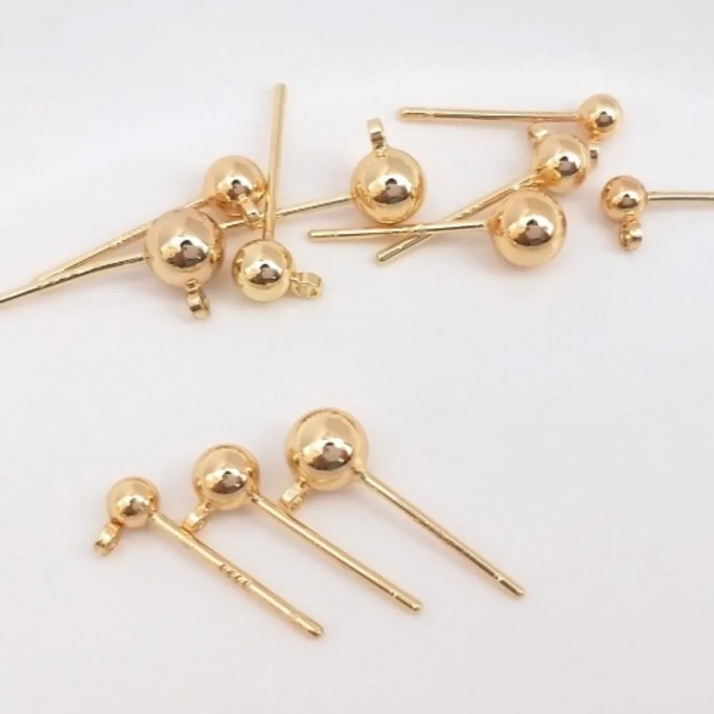 

14K Gold Color Hanging Global Needle Doudou Earrings Round Bead Earrings Handmade DIY Earrings Accessories Material