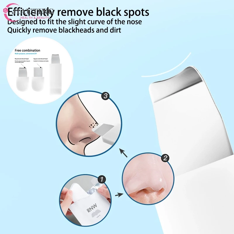 ไม้พายสำหรับขัดผิวหน้าเครื่องมือทำความสะอาดผิวอย่างล้ำลึกไม้พายกำจัดสิวหัวดำสองหัวเครื่องมือดูแลผิวเครื่องดูดสิว
