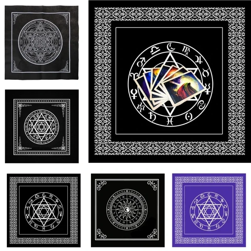 50*50cm Non-woven Tarots Tablecloth Rune Divination Altar Patch Tarots Table Cover Board Game Textiles Black/Purple