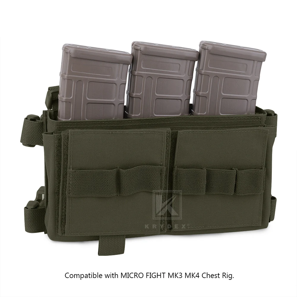 KRYDEX 5.56 elastico triplo caricatore inserto Pouch Spiritus Style Built-in Mag Holder Pouch per Micro Fight MK3 MK4 Chest Rig Gear