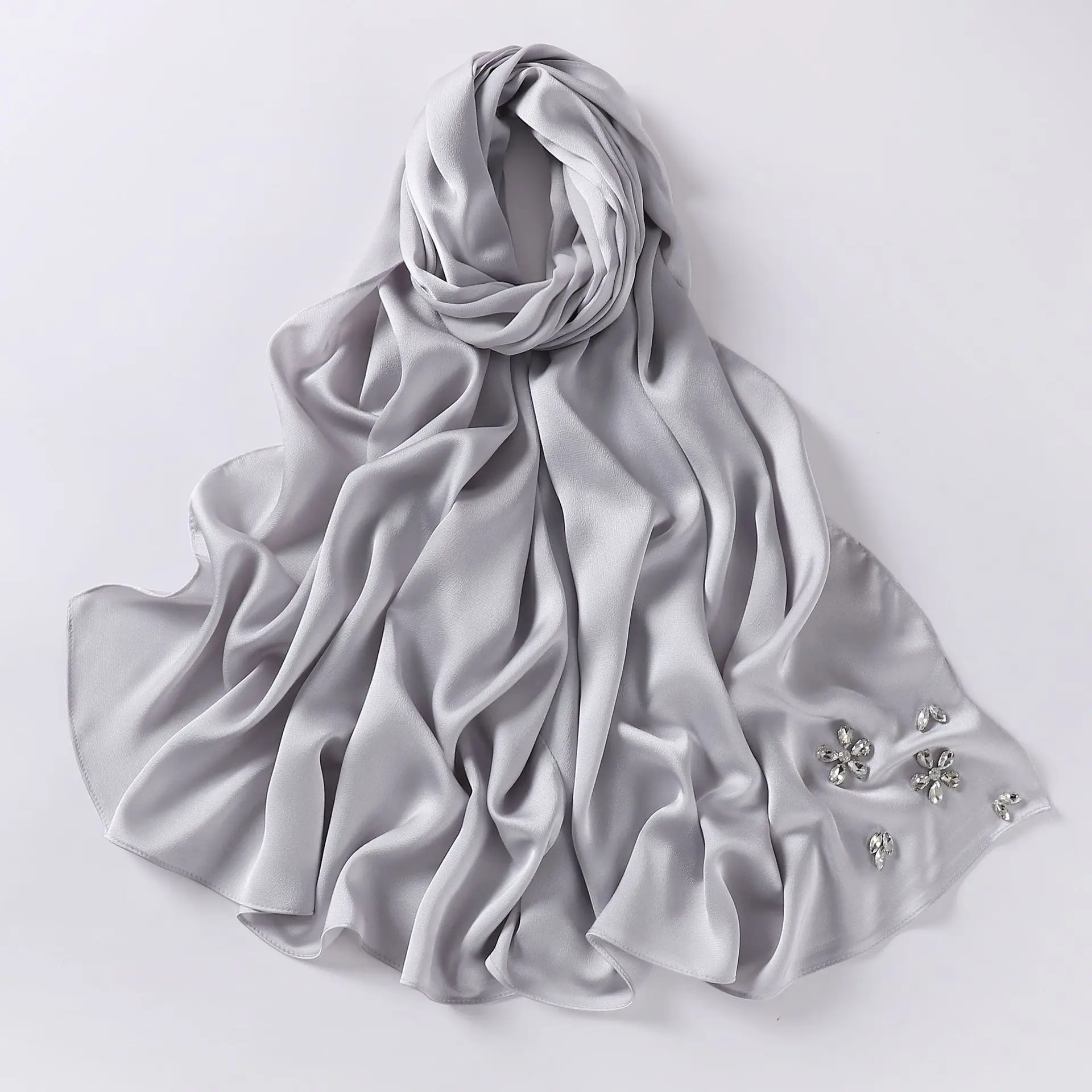 Bubble Chiffon Diamond Scarf Malay Hijab Muslim Women Headscarf Turban Islam Stole Shawl Wrap Bandanas Headband Bufanda Turbante