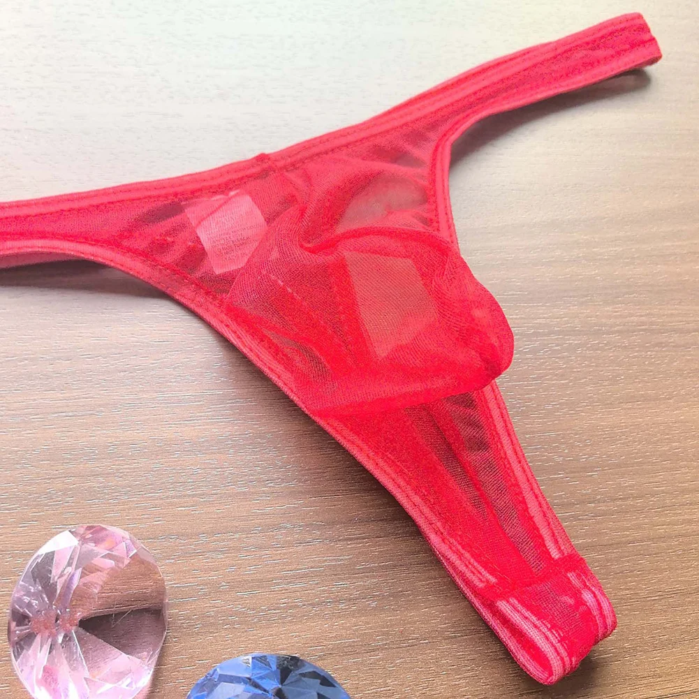 Men Sexy Briefs Mesh Sheer Underwear Low Rise Very Sexy Men's Thongs Gay Sissy Pouch Hot Lingiere SolidMesh Reathable Underpants