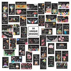 Encouragement Cards 50 Blackboard Version English Famous Quotes Can Be Handwritten Incentive Lunch Box Notes Postcards